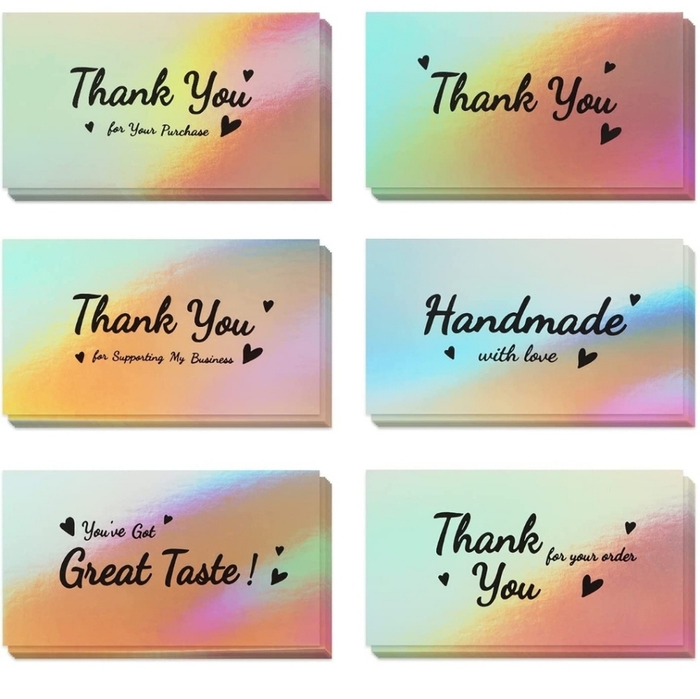 COPY - Holographic Silver Thank you Cards For small Business Owners 100 pcs